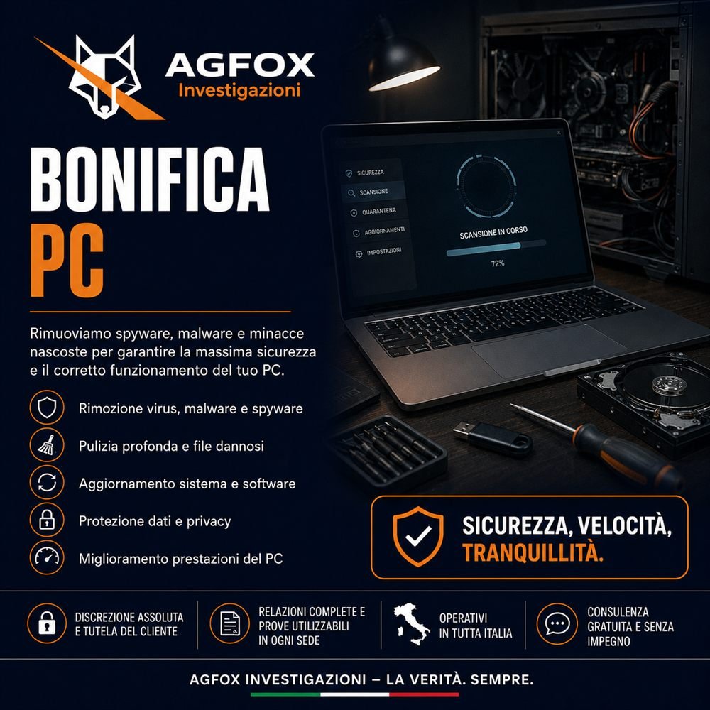 Verifica di un computer e della rete aziendale da parte di AGFOX Investigazioni