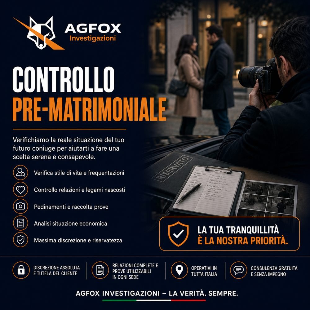 Verifiche prematrimoniali riservate di AGFOX Investigazioni