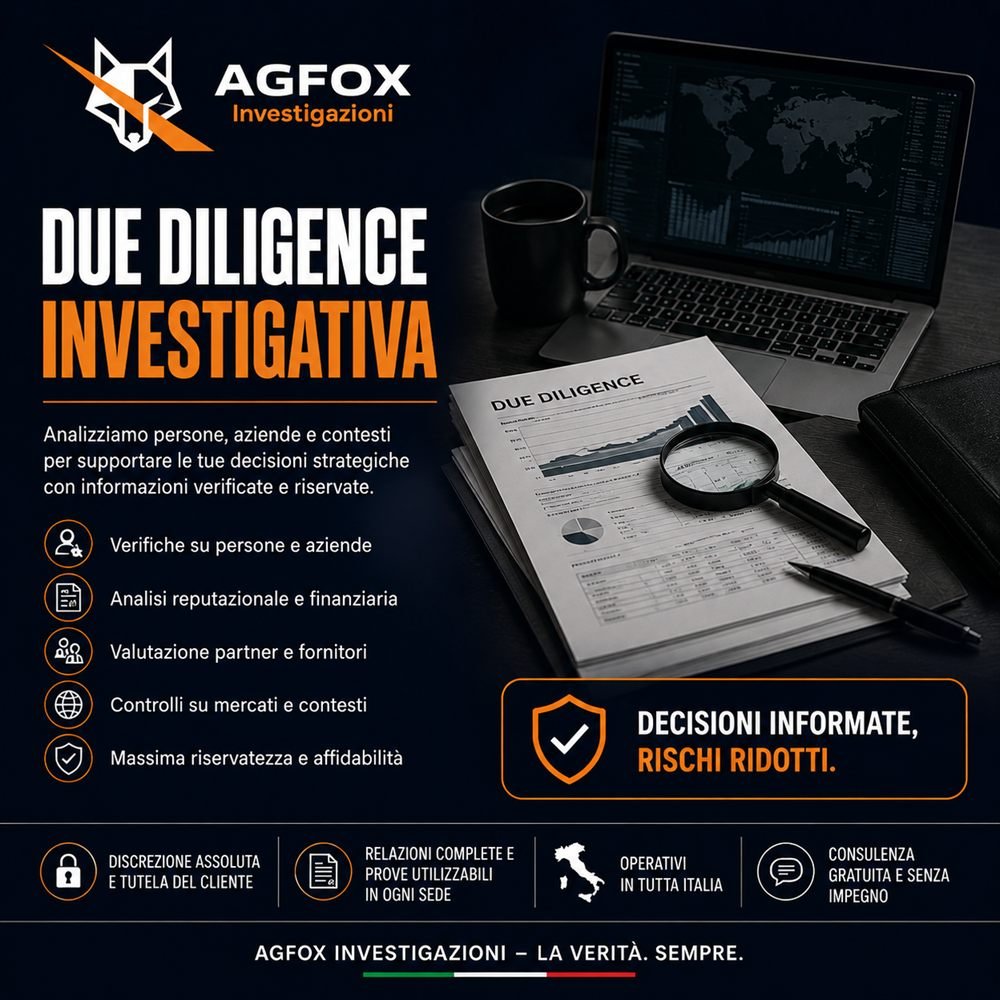 Due diligence investigativa su un partner commerciale svolta da AGFOX Investigazioni