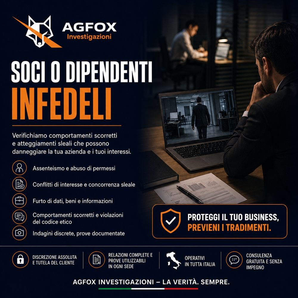 Indagine AGFOX Investigazioni su soci e dipendenti infedeli in azienda