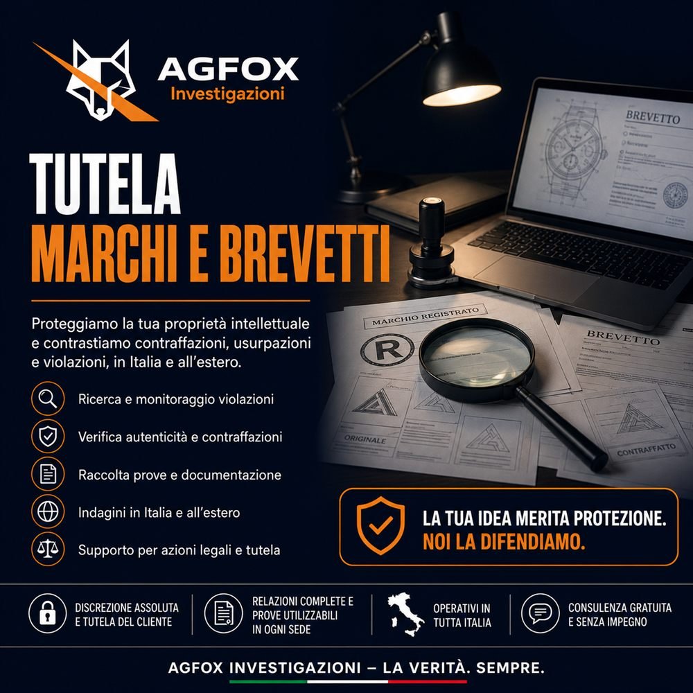 Indagine AGFOX Investigazioni su contraffazione di marchi e brevetti