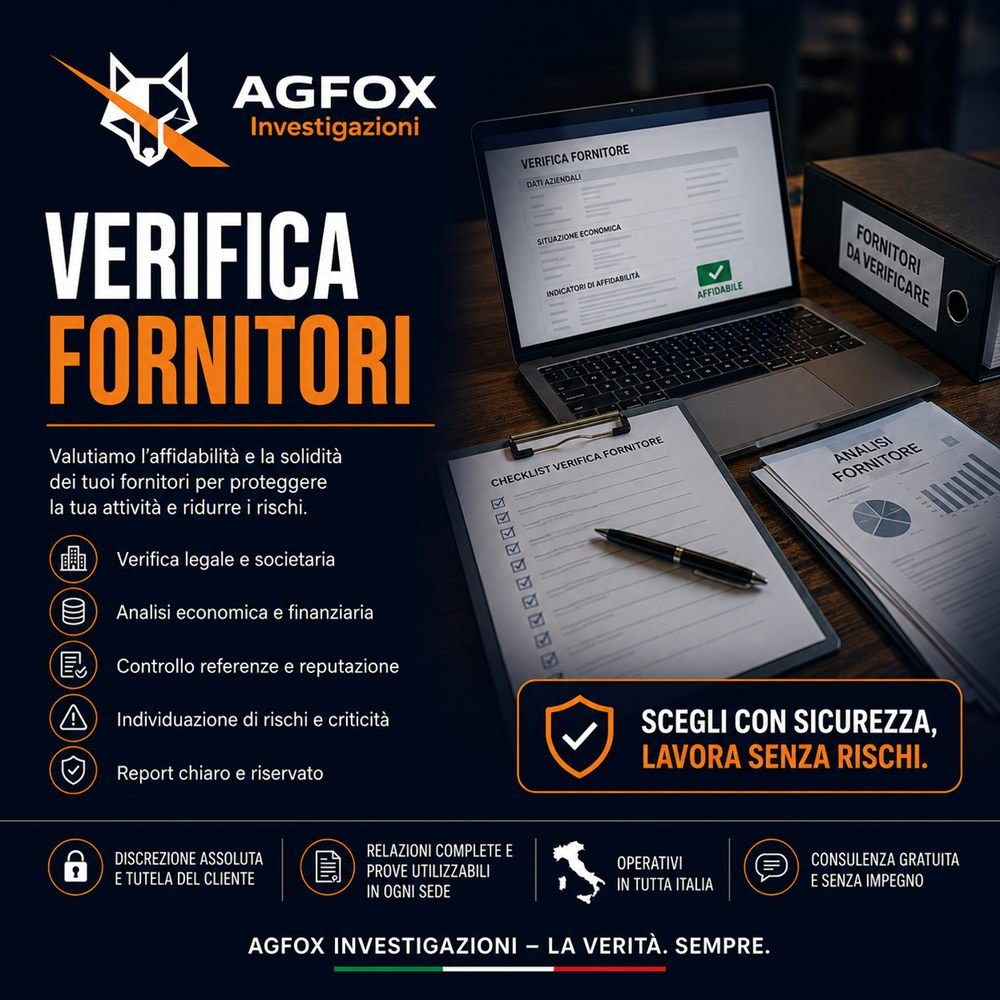 Verifica investigativa su un fornitore svolta da AGFOX Investigazioni